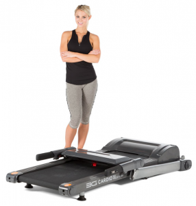 The 3G Cardio 80i Treadmill can fold down to a height of just 9.75 inches and easily be rolled under the bed, pool table, etc. for storage. If you prefer it can be folded up and stored vertically in a closet, corner of the room, etc.