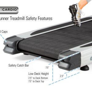 3G Cardio Elite Runner Treadmill Safety Features - Safety Catch Bar and Roller End Caps and Deck Height