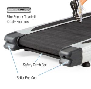 3G Cardio Elite Runner Treadmill Safety Features - Safety Catch Bar and Roller End Caps