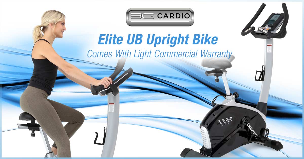 3G Cardio Elite UB Upright Bike comes with light commercial warranty
